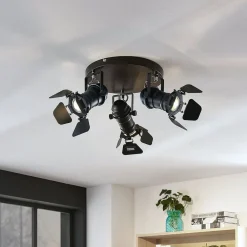 Lindby Loftlamper|Loftlamper > loftspot Tilen, 3 lyskilder, sort, metal, Ø 54cm