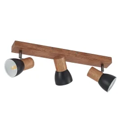 Lindby Loftlamper|Loftlamper > loftspot Tonja, 3 lyskilder, 55 cm, træ, stål
