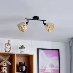 Lindby Loftlamper|Loftlamper > loftspot Youstin, 30 cm lang, bambus, 2-lys, E14