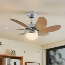 Lindby Loftventilatorer > loftventilator med lys Minja, sølv, støjsvag, 78 cm