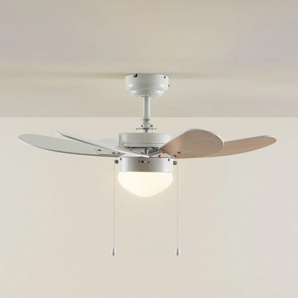 Loftventilatorer ^ Lindby loftventilator Minja, hvid, træ
