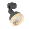 Lindby Væglamper|Spotlights > Lonnaris spot med rattan, sort, 1 lyskilde.