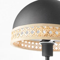 Væglamper ^ Lindby Lonnaris væglampe med rattan, sort