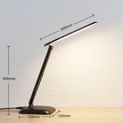 Lindby Arbejdsrum/Kontor|Bordlamper > Ludmilla LED-bordlampe, display, sort