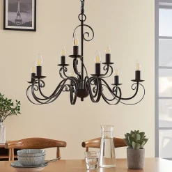 Lindby Gang|Pendellamper > lysekrone Caleb, 9 lyskilder, rustfarvet, metal, E14