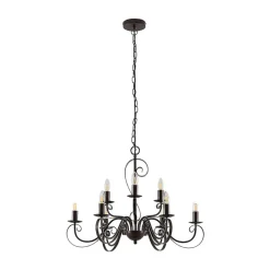 Lindby Gang|Pendellamper > lysekrone Caleb, 9 lyskilder, rustfarvet, metal, E14