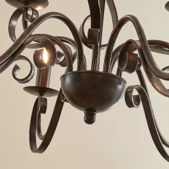 Lindby Gang|Pendellamper > lysekrone Caleb, 9 lyskilder, rustfarvet, metal, E14