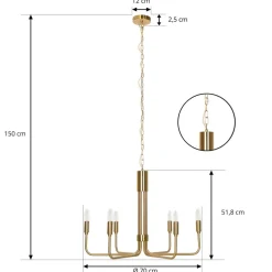 Lindby Gang|Pendellamper > lysekrone Elanova, messing, 6 lyskilder, Ø 70 cm, E14