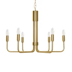 Lindby Gang|Pendellamper > lysekrone Elanova, messing, 6 lyskilder, Ø 70 cm, E14
