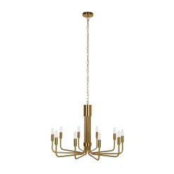 Lindby Gang|Pendellamper > lysekrone Elanova, messing, 10 lyskilder, Ø 80 cm, E14