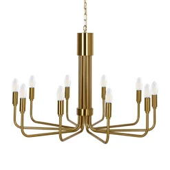 Lindby Gang|Pendellamper > lysekrone Elanova, messing, 10 lyskilder, Ø 80 cm, E14