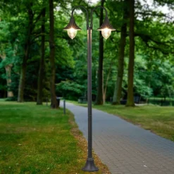 Lindby Lygtepæle > Madea udendørslampe, grå, 2 lyskilder, 212 cm, E27, IP44