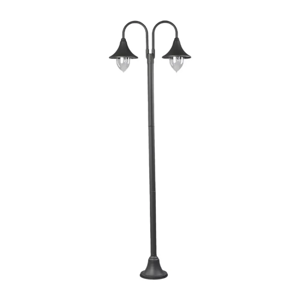 Lindby Lygtepæle > Madea udendørslampe, grå, 2 lyskilder, 212 cm, E27, IP44