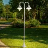 Lindby Lygtepæle > Madea udendørslampe, hvid, 2 lyskilder, 213 cm, E27, IP44