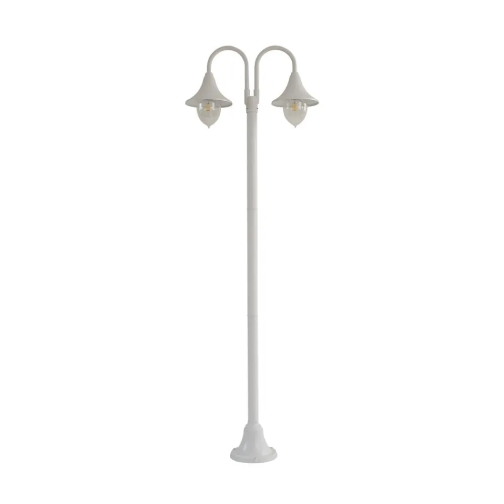 Lindby Lygtepæle > Madea udendørslampe, hvid, 2 lyskilder, 213 cm, E27, IP44