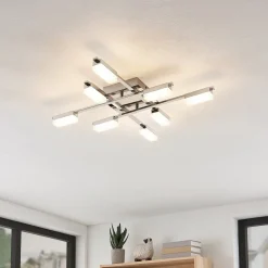 Loftlamper ^ Lindby Mally LED-loftlampe i krom, 8 lyskilder