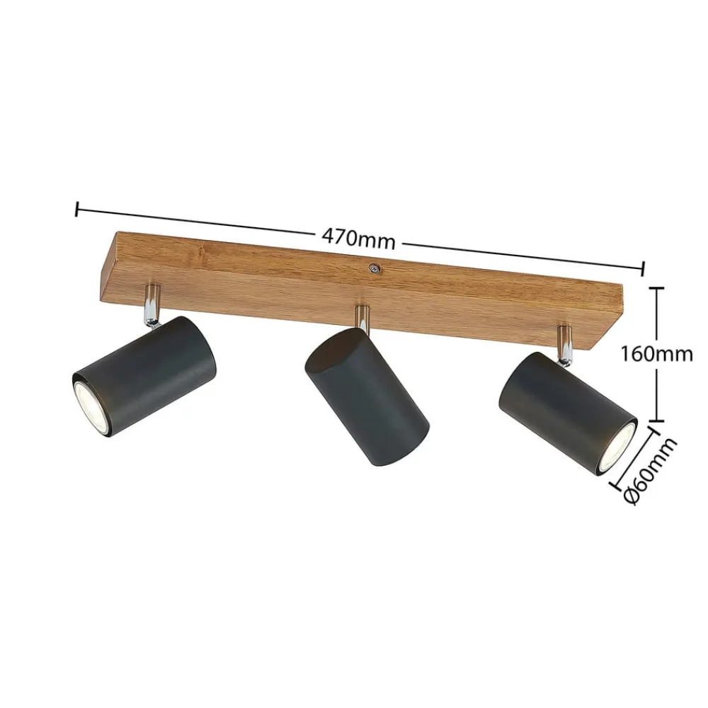 Lindby Loftlamper|Loftlamper > Maniva loftspot, 44 cm, 3 lyskilder, sort, GU10