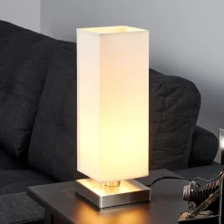 Lindby Gang|Bordlamper > Martje bordlampe, højde 35 cm, hvid, tekstil, metal