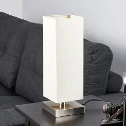 Lindby Gang|Bordlamper > Martje bordlampe, højde 35 cm, hvid, tekstil, metal