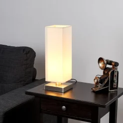 Lindby Gang|Bordlamper > Martje bordlampe, højde 35 cm, hvid, tekstil, metal