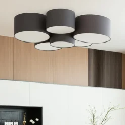 Loftlamper|Pendellamper ^ Lindby Maureka loftlampe, 94 cm, 6 lyskilder, tekstil