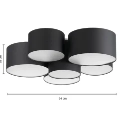 Loftlamper|Pendellamper ^ Lindby Maureka loftlampe, 94 cm, 6 lyskilder, tekstil