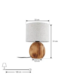 Bordlamper ^ Lindby Mayumi bordlampe, højde 31 cm, træ, tekstil