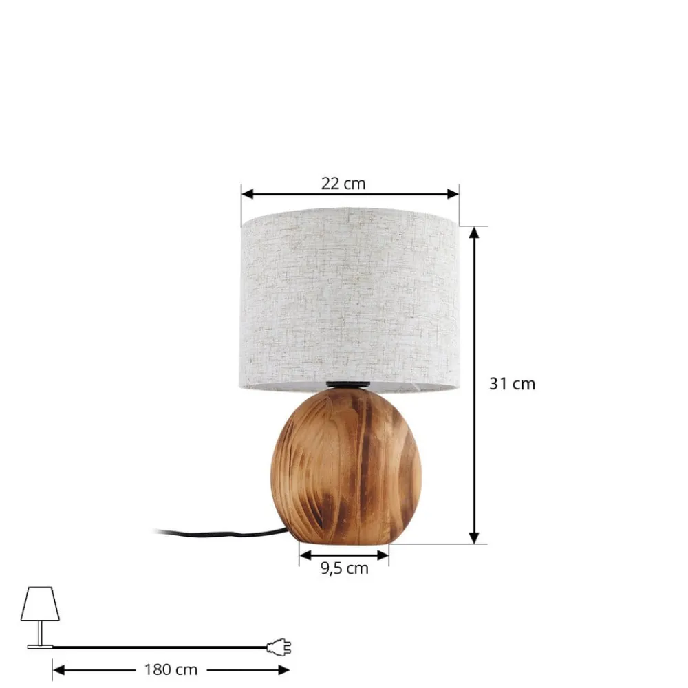 Bordlamper ^ Lindby Mayumi bordlampe, højde 31 cm, træ, tekstil