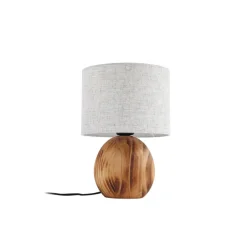 Bordlamper ^ Lindby Mayumi bordlampe, højde 31 cm, træ, tekstil