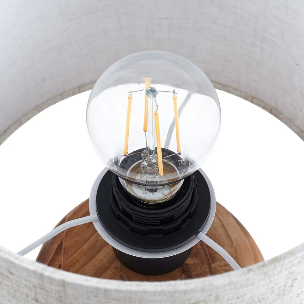 Bordlamper ^ Lindby Mayumi bordlampe, højde 31 cm, træ, tekstil