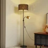 Lindby Gang|Pendellamper > Melanie gulvlampe, grå, stof, Ø 36 cm, 2 lyskilder.