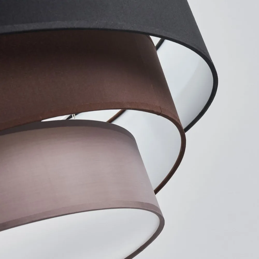 Lindby Gang|Loftlamper > Melia loftlampe, sort/brun, tekstil, Ø 56cm