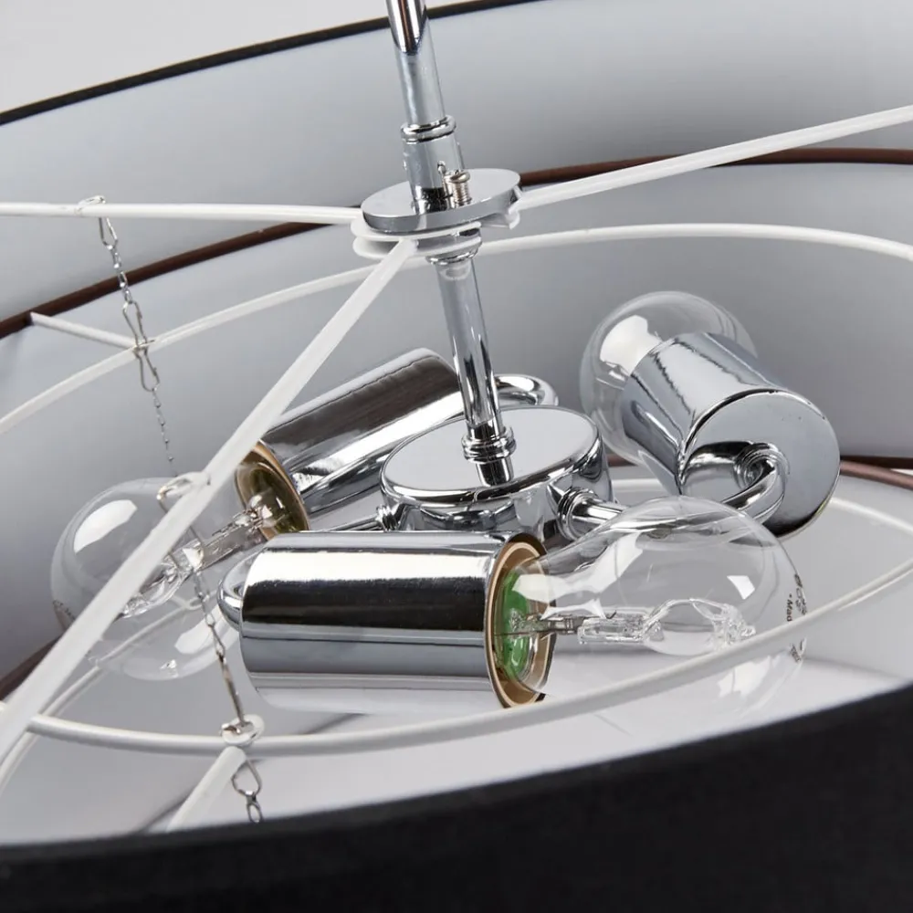 Lindby Gang|Loftlamper > Melia loftlampe, sort/brun, tekstil, Ø 56cm