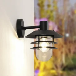 Lindby Terrassebelysning|Væglamper > Meliora udendørs væglampe, sort, jern, IP44, E27