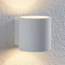 Lindby Væglamper > Mirza væglampe af aluminium, rund, hvid