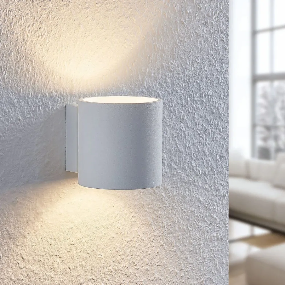 Lindby Væglamper > Mirza væglampe af aluminium, rund, hvid