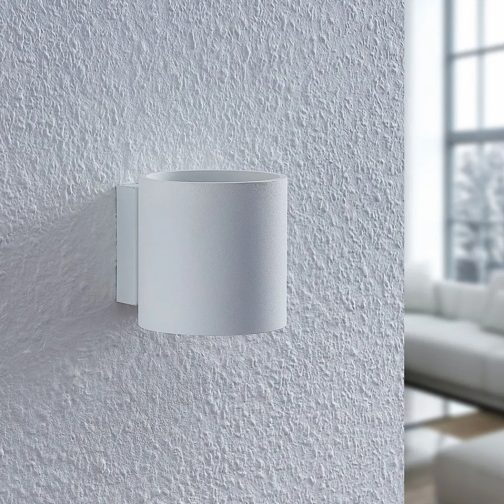 Lindby Væglamper > Mirza væglampe af aluminium, rund, hvid