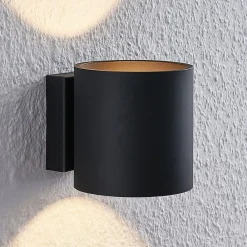 Lindby Væglamper > Mirza væglampe i aluminium, rund, sort