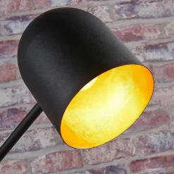 Lindby Gulvlamper|Gulvlamper > Morik gulvlampe, 1 lyskilde, sort/guld, metal