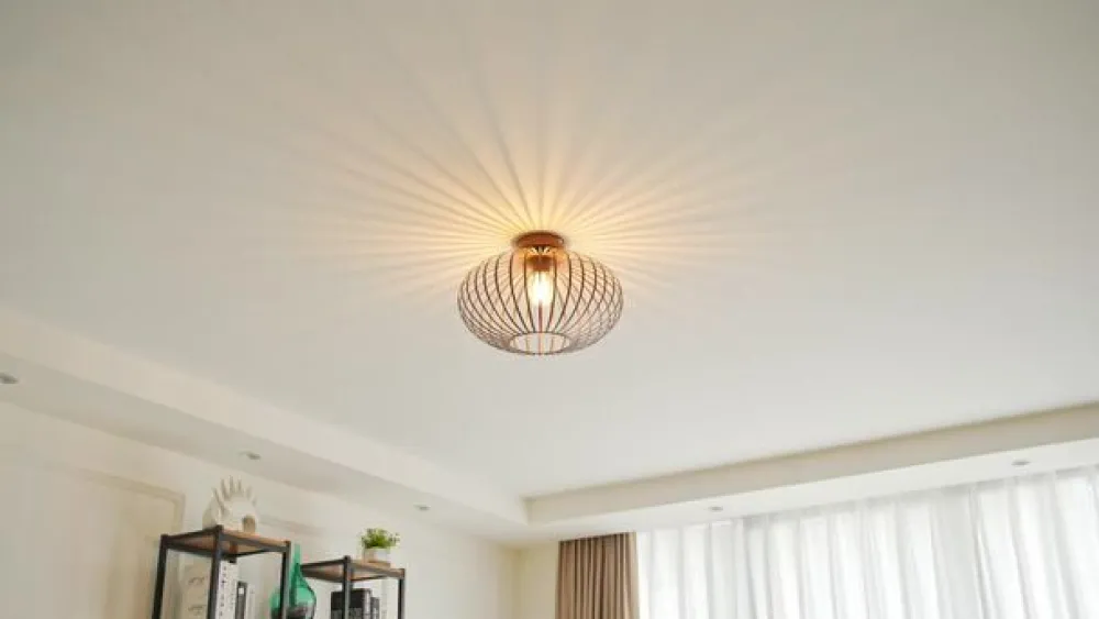 Gang|Loftlamper ^ Lindby Nahele loftlampe, brun, metal, Ø 40 cm, E27