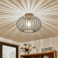 Gang|Loftlamper ^ Lindby Nahele loftlampe, brun, metal, Ø 40 cm, E27