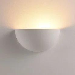 Lindby Gang|Væglamper > Narin uplight væglampe, hvid, gips, halvcirkelformet, 28 cm