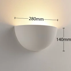 Lindby Gang|Væglamper > Narin uplight væglampe, hvid, gips, halvcirkelformet, 28 cm