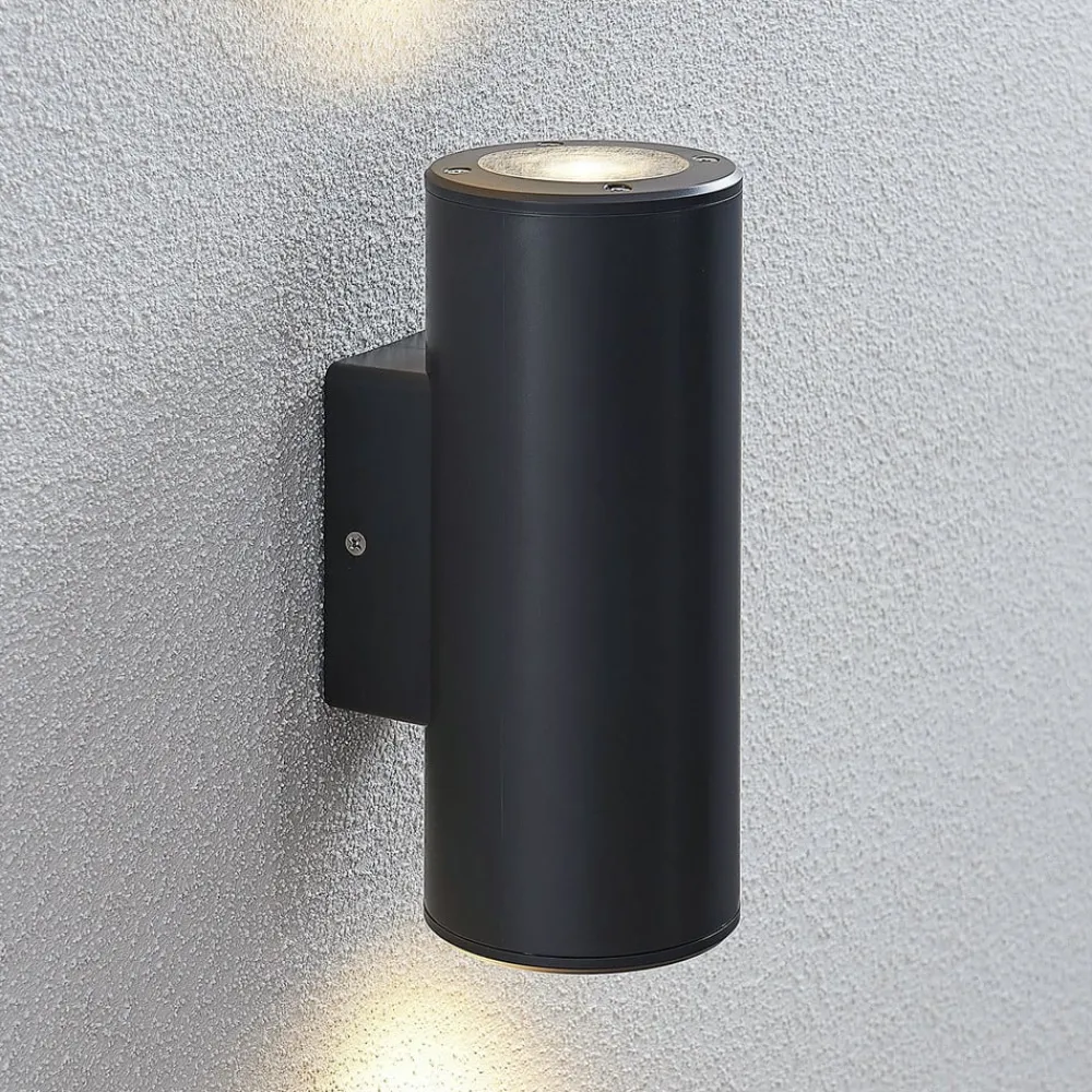 Lindby Terrassebelysning|Væglamper > Nati udendørs væglampe, 22 cm, antracit, IP54, rund