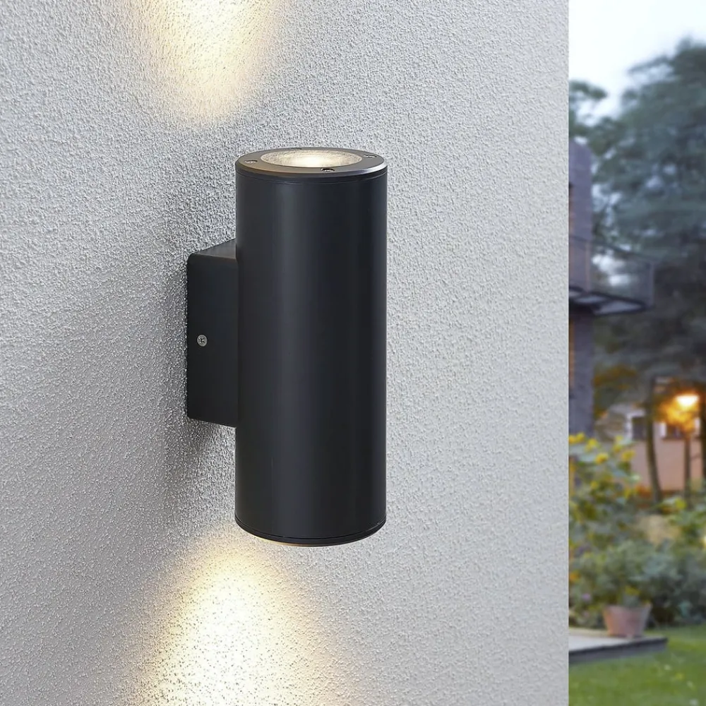 Lindby Terrassebelysning|Væglamper > Nati udendørs væglampe, 22 cm, antracit, IP54, rund