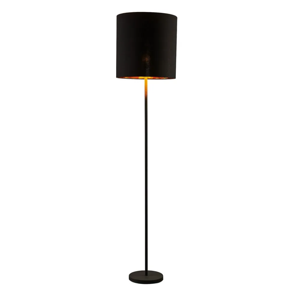 Lindby Gang|Pendellamper > Nymar gulvlampe, tekstil, sort-guld