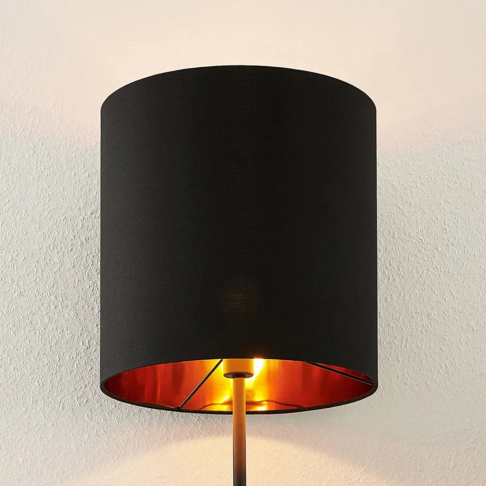 Lindby Gang|Pendellamper > Nymar gulvlampe, tekstil, sort-guld