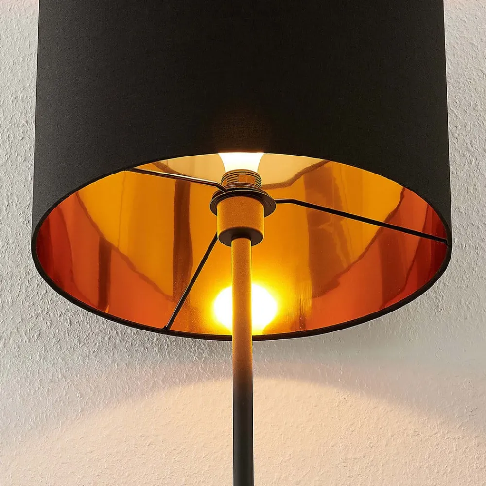 Lindby Gang|Pendellamper > Nymar gulvlampe, tekstil, sort-guld