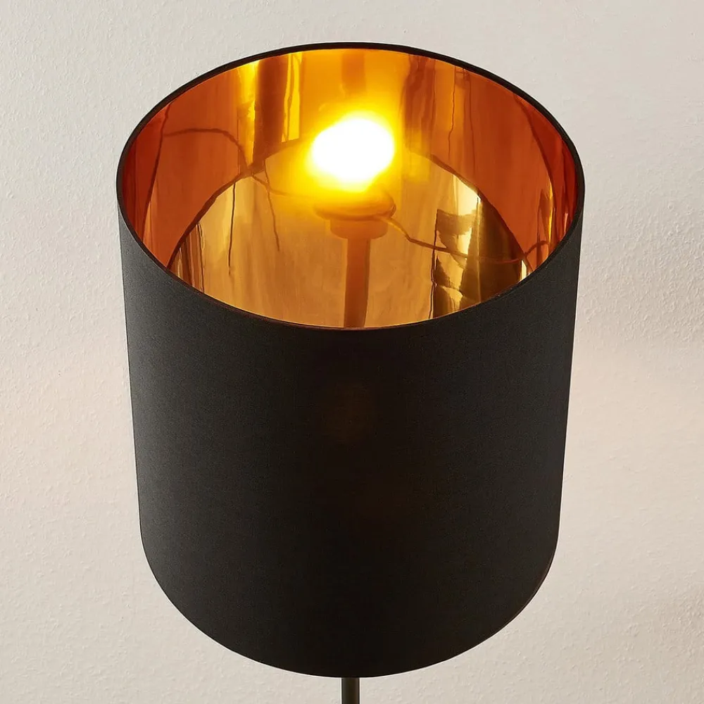 Lindby Gang|Pendellamper > Nymar gulvlampe, tekstil, sort-guld