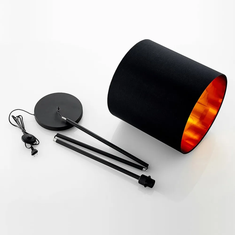 Lindby Gang|Pendellamper > Nymar gulvlampe, tekstil, sort-guld